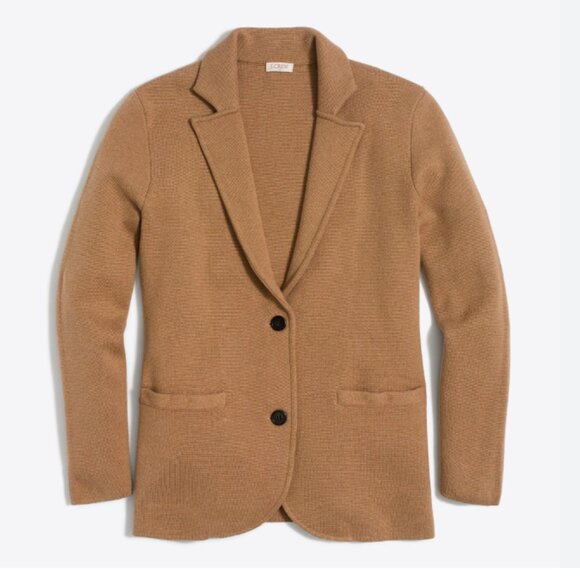 J. Crew Tan Sweater-blazer camel beige L Large - Picture 1 of 8